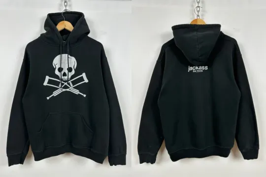 Discover Jackass The Movie Vintage 2002 MTV Double Sided Hoodie Unisex Pullover Streetwear