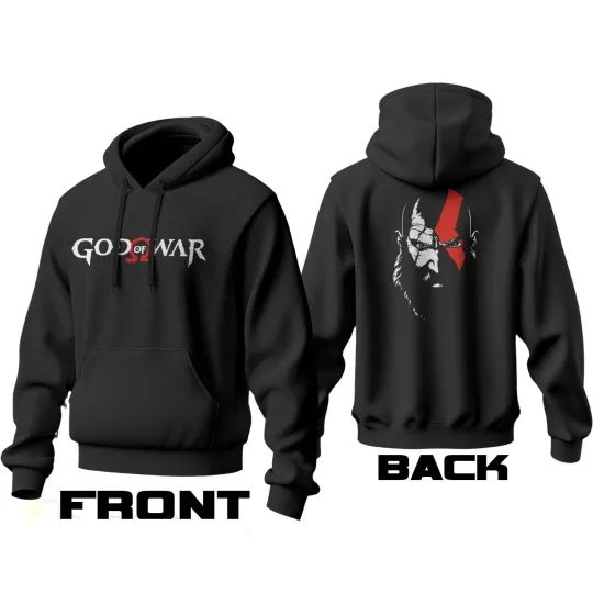 God of War Kratos Face Double Sided Hoodie Unisex Black