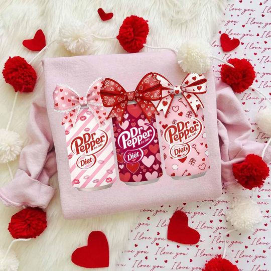 Valentine Dr Pepper Diet Sweatshirt, Retro Soda , Cute Valentine Day ,Coqutte Bow Valentine Soda