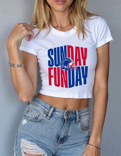 Discover Sunday Funday Buffalo Baby Tee, Buffalo Football  T Shirt, Womens Trendy Game Day Top, Cute Fan Shirt