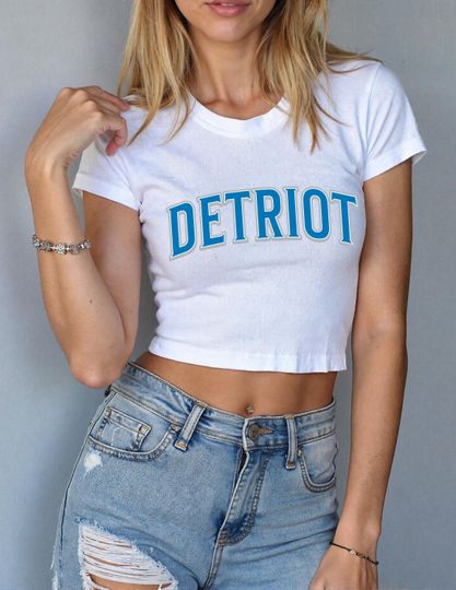 Discover Detroit Baby Tee, Detroit Football T Shirt, Womens Trendy Game Day Top, Cute Fan Shirt, Tailgate Gift