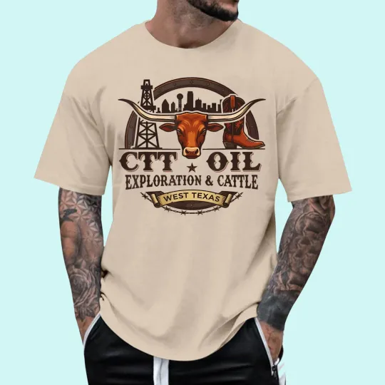 Discover Vintage Oil Exploration and Cattle T-Shirt for Men and Women