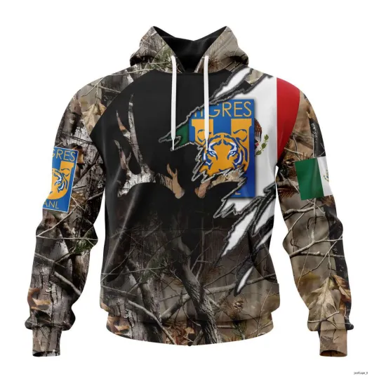 Discover LIGA MX Tigres UANL Camo Hunting 3D Hoodie