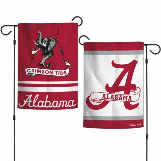 Discover Albm CRIMSON TIDE COLLEGE VAULT 2 SIDED GARDEN FLAG 12"X18" BANNER NCAA