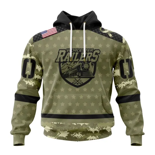 Discover Personalized Worcester Railers Military 3D Hoodie
