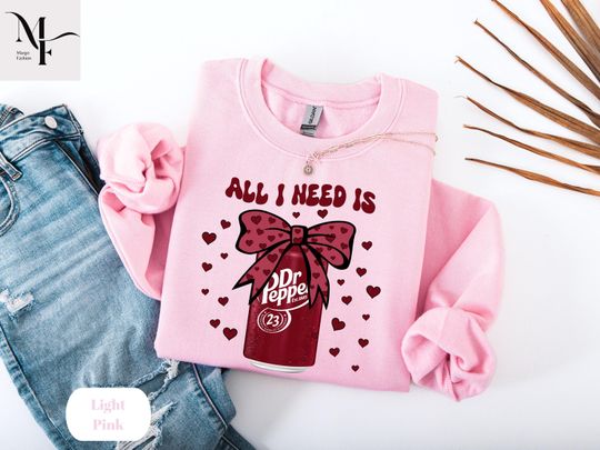 Dr Pepper Valentines Tshirt, Cute Holiday Crewneck, Soda Lover Shirt, Gift For Her
