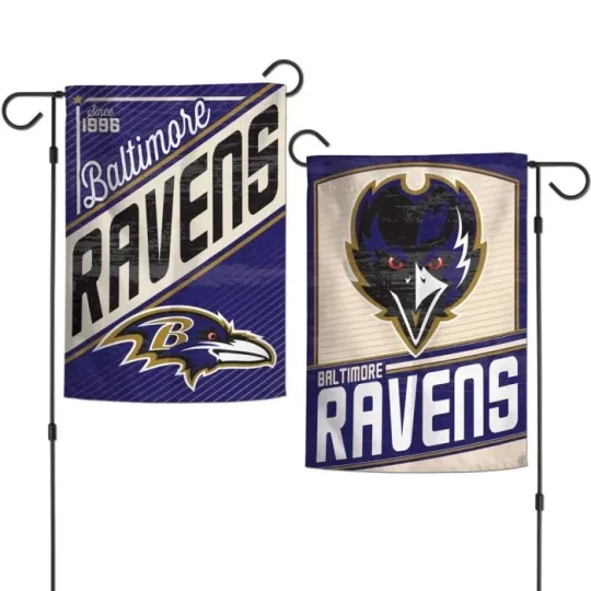 Discover BALTIMORE RAVENS DOUBLE SIDED RETRO GARDEN FLAG 12"X18" YARD BANNER football LICENSED