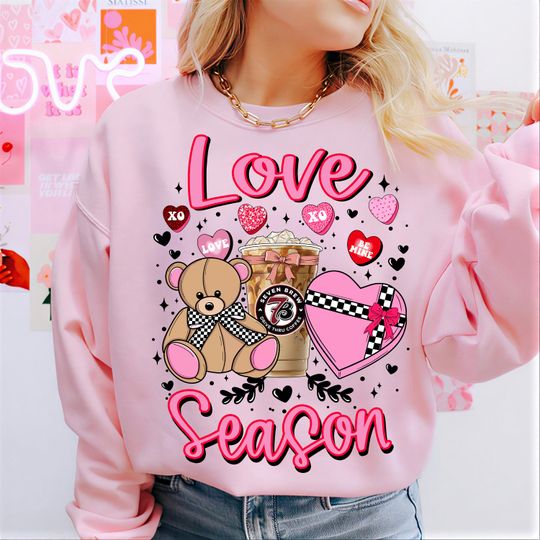 Discover Love Season 7 Brew Coffee Sweatshirt, Coquette Bow Valentine 7 Brew, Valentine's Day Coffee Lover