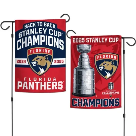 Discover FLORIDA PANTHERS 2025 STANLEY CUP CHAMPS 2 SIDED GARDEN FLAG 12"X18" BANNER