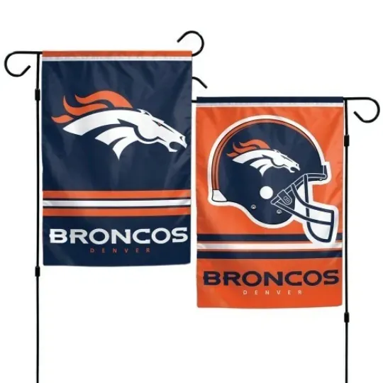 Discover DENVER BRONCOS DOUBLE SIDED GARDEN FLAG 12"X18" YARD BANNER OUTDOOR RATED