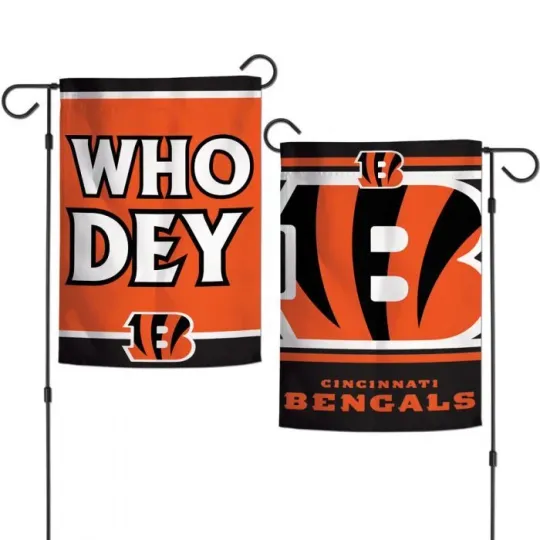 Discover CINCINNATI BENGALS 2 SIDED WHO DEY GARDEN FLAG 12"X18" YARD BANNER football LICENSED