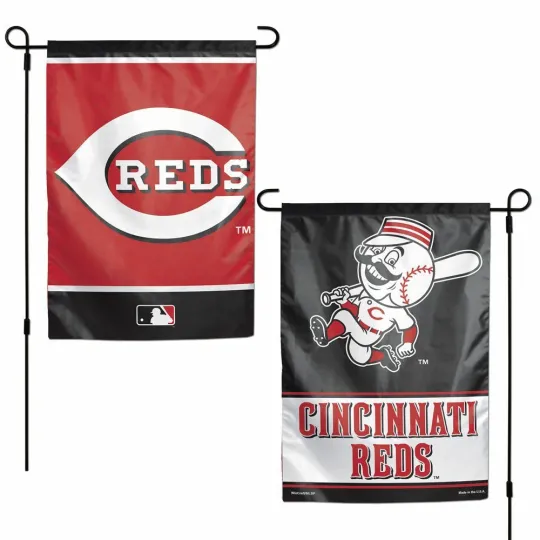 Discover CINCINNATI REDS 2 SIDED GARDEN FLAG 12"X18" YARD BANNER MLB LICENSED