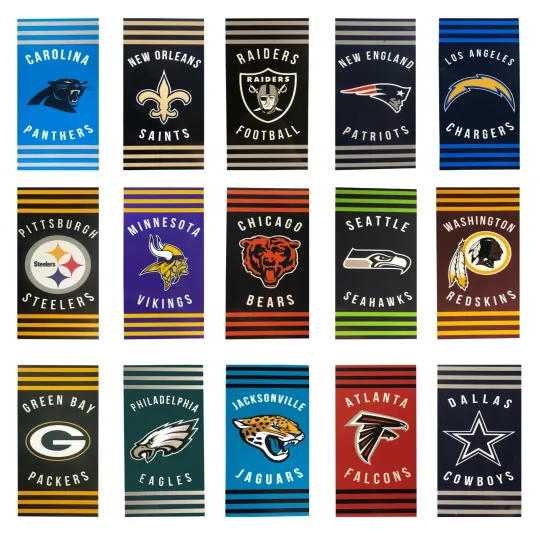 Discover Stripes Football Beach Towel Licensed Pick Your Team