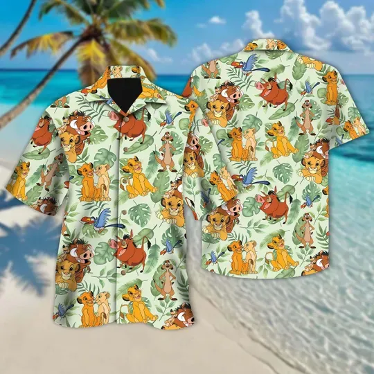 Discover Disney Lion King Hawaiian Shirt, Animal Simba Timon Pumba Lion King Button Shirt, Lion King Shirt, Disney Safari Trip Hawaii Shirt