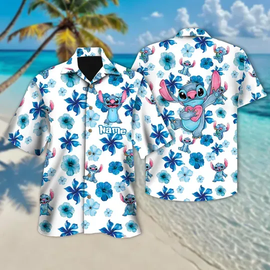 Discover Custom Disney Stitch Aloha Floral Hawaiian Shirt, Lilo and Stitch Summer Beach Hawaii Shirt, Disneyland Family Vacation Shirt