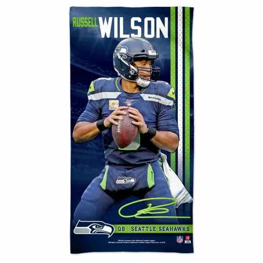 Discover RUSSELL WILSON #3 SEATTLE Football BEACH TOWEL
