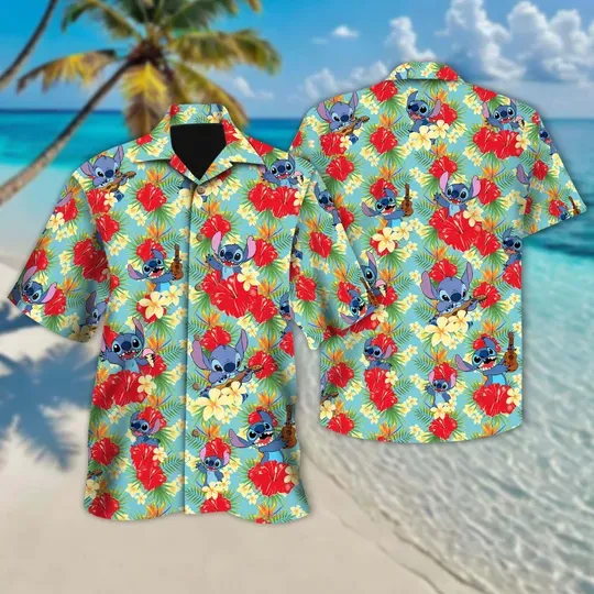 Discover Funny Lilo And Stitch Hawaiian Shirt, Stitch Button Shirt, Ohana Family Shirt, Disney Trip Vacation Shirt, Magic Kingdom Tee, Stitch Gift