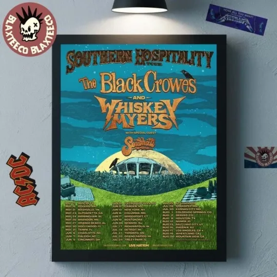 Discover The Black Crowes & Whiskey Myers Southern Hospitality Tour 2026 Poster