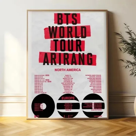 BTS World Tour ARIRANG 2026 North America Europe Tour Poster