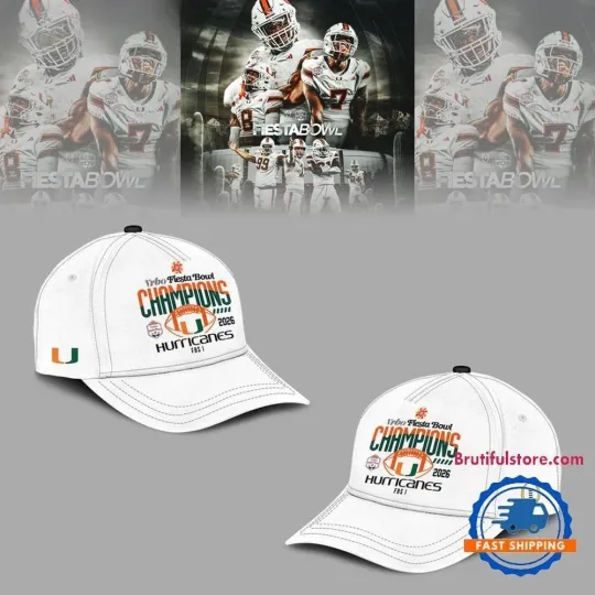 Hurricanes College Football Playoff 2026 Fiesta Bowl Champions White Cap