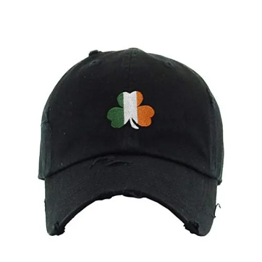 Irish Shamrock Vintage Baseball Cap Embroidered Adjustable Distressed Dad Hat