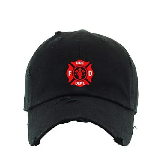 Fire Department Vintage Baseball Cap Embroidered Adjustable Distressed Dad Hat
