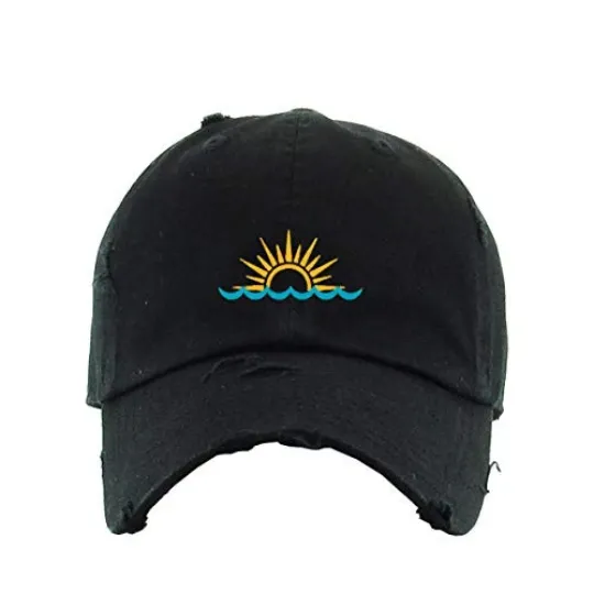 Sunset Vintage Baseball Cap Embroidered Adjustable Distressed Dad Hat