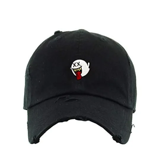Silly Ghost Vintage Baseball Cap Embroidered Adjustable Distressed Dad Hat