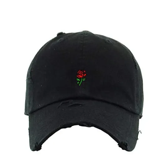 Rose Vintage Baseball Cap Embroidered Adjustable Distressed Dad Hat