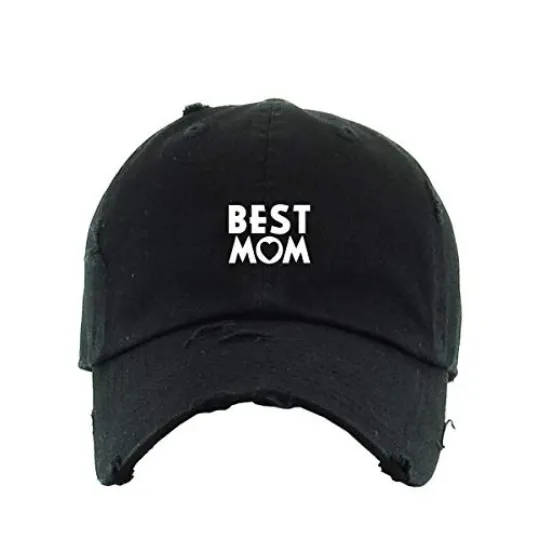 Best Mom Vintage Baseball Cap Embroidered Adjustable Distressed Dad Hat