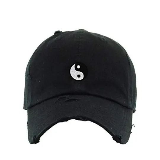 Yin Yang Vintage Baseball Cap Embroidered Adjustable Distressed Dad Hat