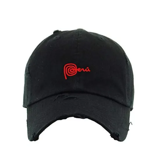 Peru Vintage Baseball Cap Embroidered Adjustable Distressed Dad Hat