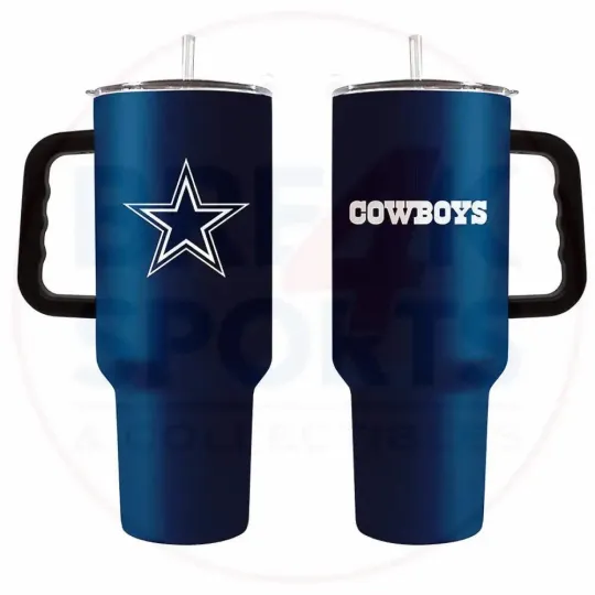 Dallas Cowboys 40 oz Powder Coat Travel Tumbler with Handle