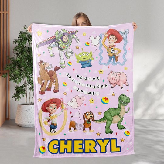 Discover Personalized Toy Story Blanket, You've Got A Friend In Me Blanket, Custom Name Woody Buzz Lightyear Jessie Blanket, Gift For Boy Or Girl
