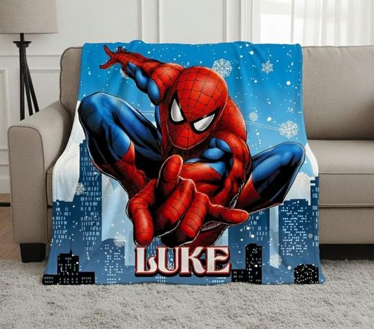 Discover Personalized Spiderman Blanket, Spider Hero Blanket Gift For Kids, Disney Spiderman Birthday Theme Party, Superhero Christmas Family Decor