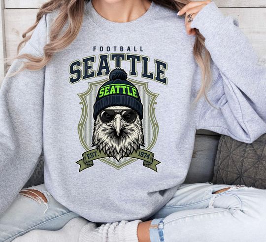 Discover Vintage Seattle Football Sweatshirt, Retro Seahawks Crewneck