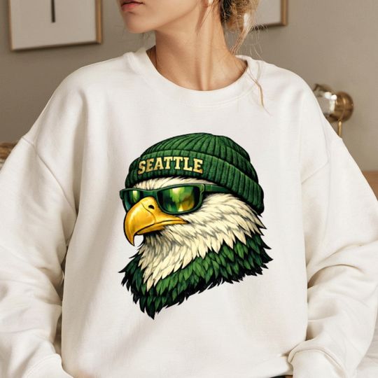 Discover Seattle Eagle Graphic Sweatshirt, Retro Football Crewneck