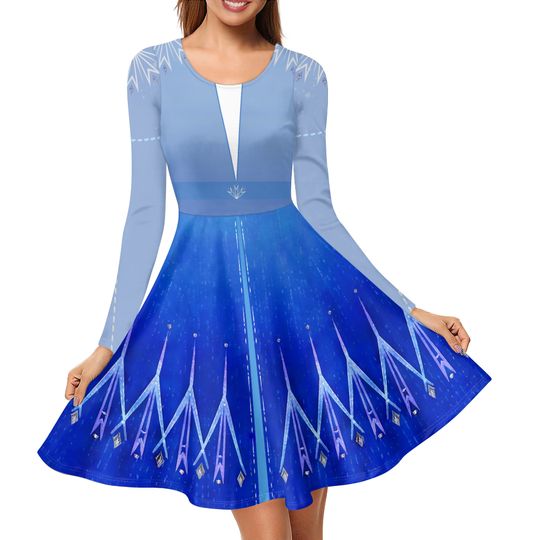 Elsa Inspired Long Sleeve Skater Dress | Halloween | Cosplay | Women's Clothing