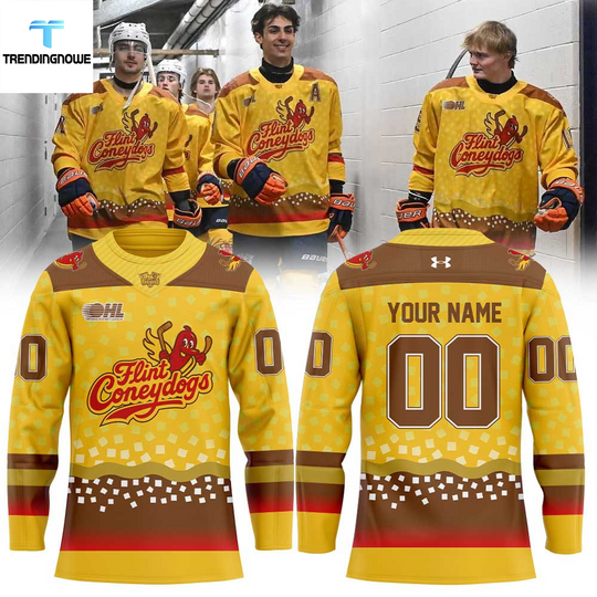 Discover Personalized Flint Firebirds Coneydogs Uniform 2026 Hockey Jersey