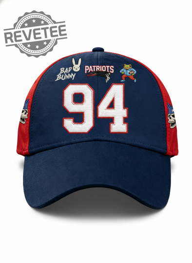 New England Patriots Bad Bunny 94 Puerto Rico Print Baseball Cap