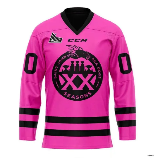 Discover Custom Saint John Sea Dogs Pink In The Rink Hockey Jersey