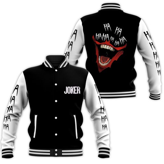 Joker Scary Smile Ha Ha Ha Why So Serious Horror Clown Baseball Jacket