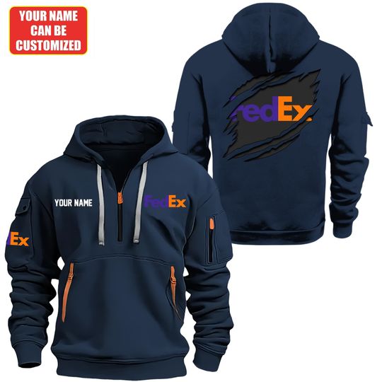 Fedex Personalized Name Love Postal Service Quarter Zip Hoodie