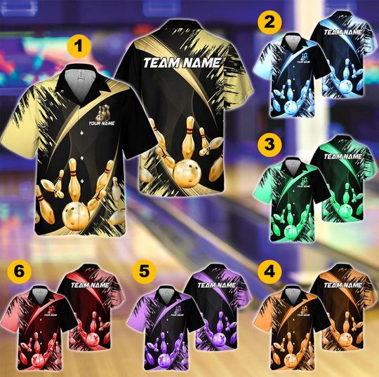 Personalized Bowling Hawaiian Shirts, Custom Name Bowling Shirt, Bowling Hawaiian Shirt, Bowling Party Shirt