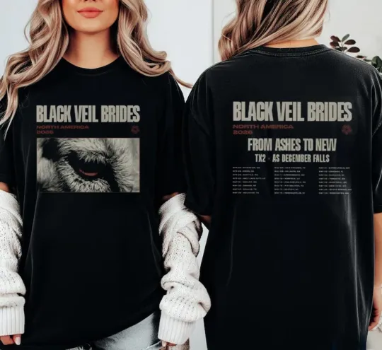 Discover Black Veil Brides North America 2026 Tour Two-sided T-shirt, hoodie