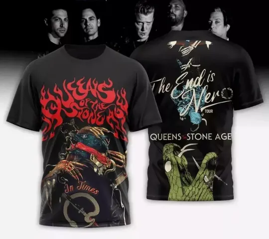 Discover Queens Of The Stone Age The End Is Nero Tour 3D T-Shirt