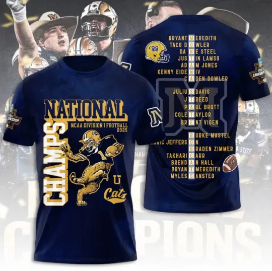Discover Mont Bobca-T Football 2025 National Champions 3D 3D T-Shirt