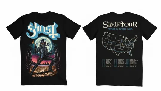Discover The Band Ghost Skeletour World Tour 2026 Merch T-shirt S-5XL