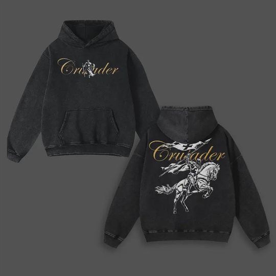 Discover Crusader Knight Vintage Washed Christian Hoodie