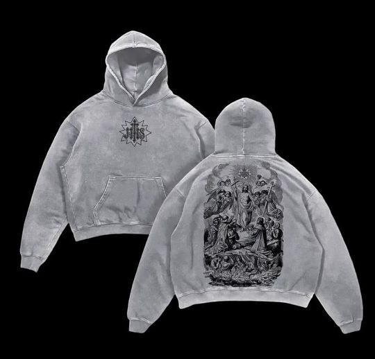 Discover Heavenly Resurrection Jesus Vintage Washed Oversized Christian Graphic Hoodie